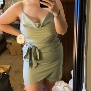 Green Satin Dress